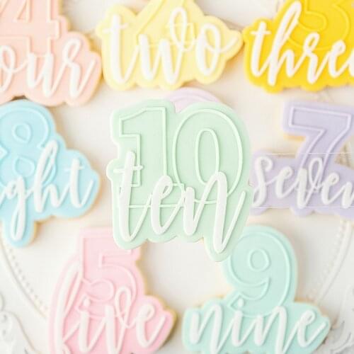 Happy Birthday Number 0-10 Embossed Mold Cake Cookie Fondant Stamp Mold Acrylic Cake Sugarcraft Embosser Decoration Tools
