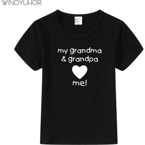 Grandma and Grandpa Love Me Print T-shirt Children Funny Boys Girls Soft Short Sleeve T Shirt Summer New Fashion Tshirt