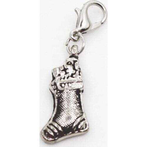 Hot Selling 20pcs/lot Christmas Stocking Dangle Charms Lobster Clasp DIY Bracelet Necklace Pendants Jewelry Hanging Charms