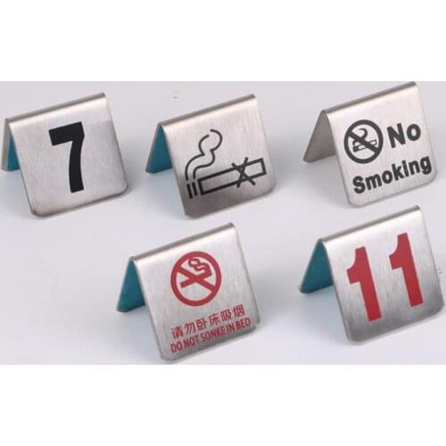 Number 1-100 Stainless Steel Table Numbers Cards No Smoking Small Table Sign Card Restaurant Hotel Cafe Bar Tools SN3075