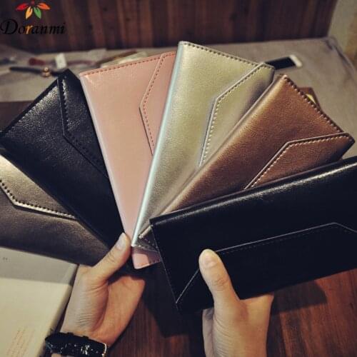 DORANMI Women Thin Genuine Leather Bag Purse Fashion Solid Cow Leather Long Clutch Wallet Card Holder Female Purse Bag NPJ030