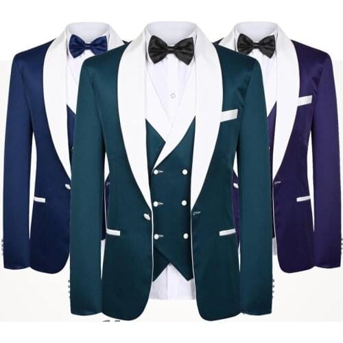 Handsome Groomsmen Wool blend Groom Tuxedos Mens Wedding Dress Man Jacket Blazer Prom Dinner (Jacket+Pants+Tie+Vest) A131