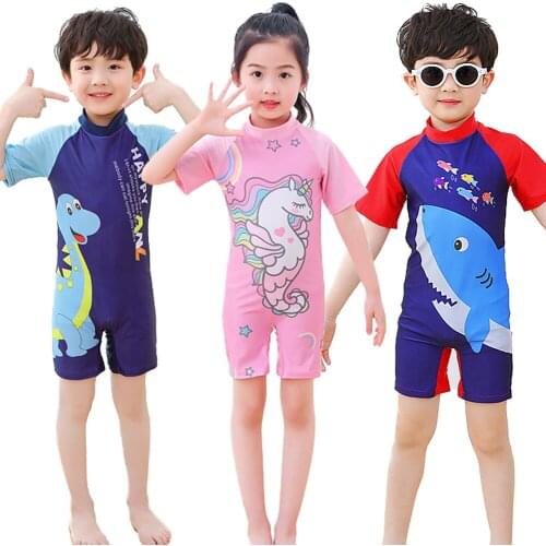 New Fashion Cartoon Character Swimming Suit Beachwear Surfing Bathing Wear Shark Dinasour Uncorn Swimwear for Boys and Girls