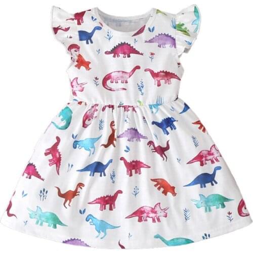2020 Summer Toddler Kids Baby Girls casual Dresses Ruffles Animal Print Dress Party Princess Floral Clothes 1-6Y