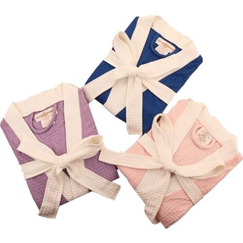 Summer Polyester Waffle Nine point sleeve Bathrobe