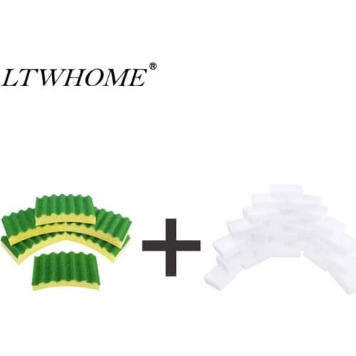 LTWHOME Compination of Multi-Purpose Scrubber Sponges with Magic Cleaning Sponge Sets,No Scratch, Easy-rinse