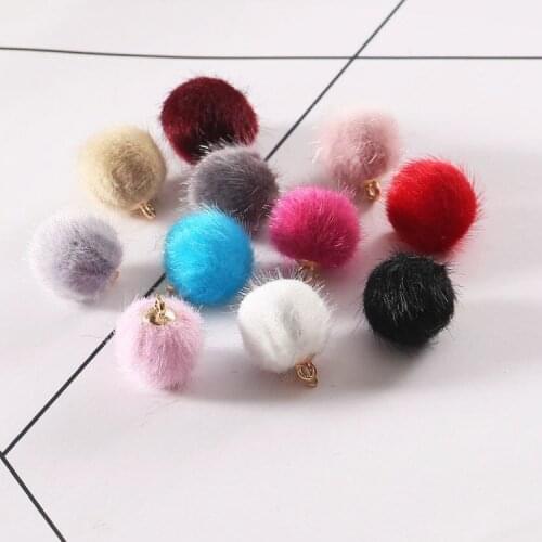 16mm Fur Ball Earring Charms Pompom Ball Pendants For DIY Jewelry Making Necklace Bracelet Christmas