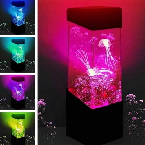 Changing Table Lamp Led Jellyfish Tank Night Light Color Aquarium Electric Mood Lava Lamp For Kids Children Gift Home Room Decor