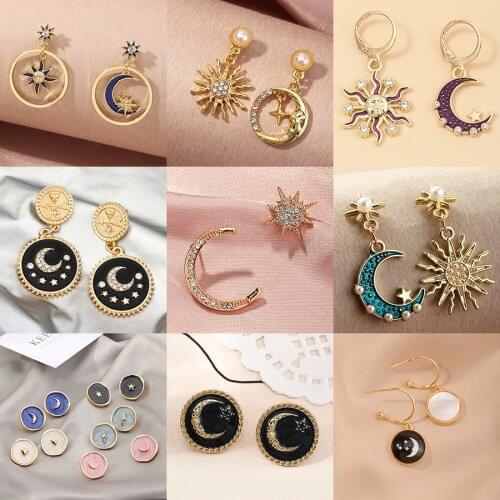 Fashion Piercing Jewelry Heart Star Moon Stud Earrings for Women Korean Minimalist Earrings Jewelry Accessories Party Jewelry