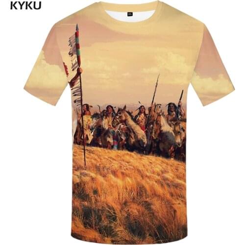 KYKU Indians Tshirt Men Character T Shirt 3d Sky Hip Hop Tee Funny T Shirts War Print T-shirt Anime Mens Clothing Summer Tops