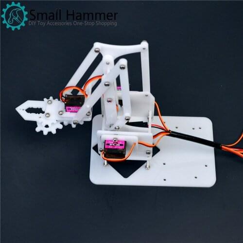 4 degrees of freedom acrylic assembled robotic arm white mg90s robot arduino DIY maker learning kit