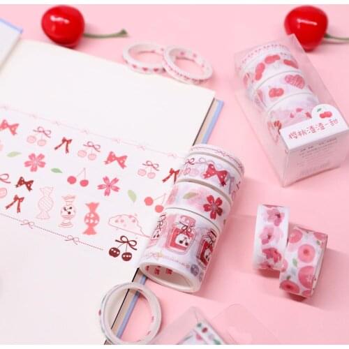 2m Fruit Cute Red Cherry Series Set Peach Cherry Washi Tape DIY Scrapbooking Paper Sticker Label Masking Tape School Office Supp