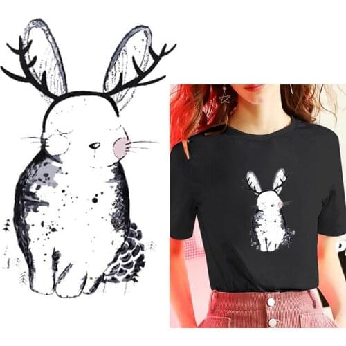Animal Sticker Iron On Transfer For Clothing Jackalope Badges Clothes Summer Patch Jeans Washable Decoration Heat Transfer Patch