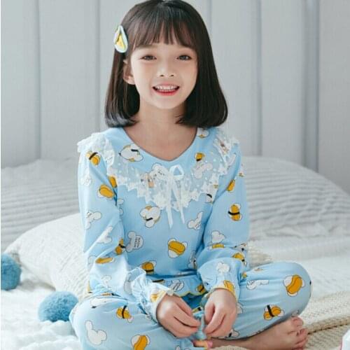2020 New Arrival Spring Autumn Childrens Pajamas Long Sleeves Home Big Boy Cotton Air Conditioning Clothing Cute Kids Sleepwear