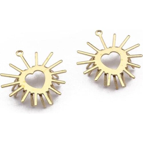 10pcs/lot 19x22mm Raw Brass Sun Charms Heart Charms Pendant For Handmade Jewwlry Findings Making Womens Accessories