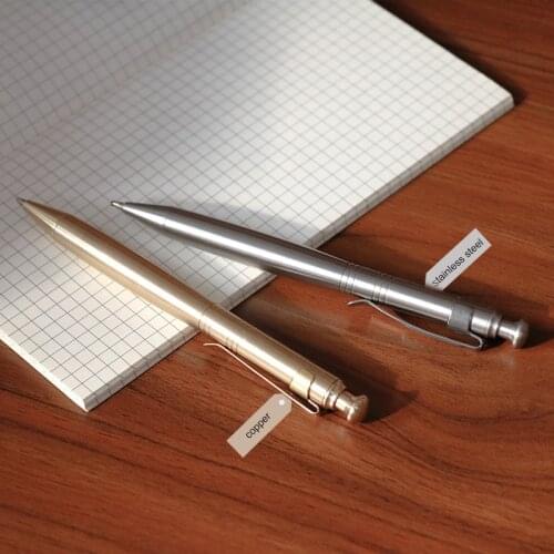 Retro Retractable Ballpoint Pen Copper Stainless Steel Black Ink 0.7mm Metal Gift Pens with A Box School Office Supplies
