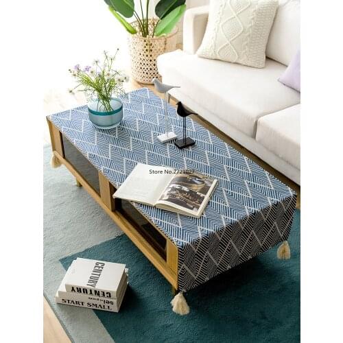 Coffee table tablecloth cloth art cotton linen thick Japanese desk living room table cloth TV cabinet cover towel