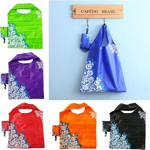 Foldable Eco Shopping Bag Tote Pouch Portable Reusable Grocery Women Storage Bag Blue And White Porcelain Pattern Large-Capacity
