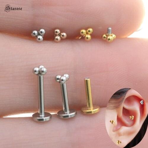 Starose 2Pcs 1.2x6/8mm Bar Mini Ball Nose Stud Labret Lip Ring Helix Piercing Conch Tragus Earrings Nostril Piercing Ear Jewelry