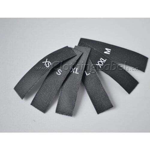 Clothing woven label, woven size label, lower MOQ, high quality clothing label