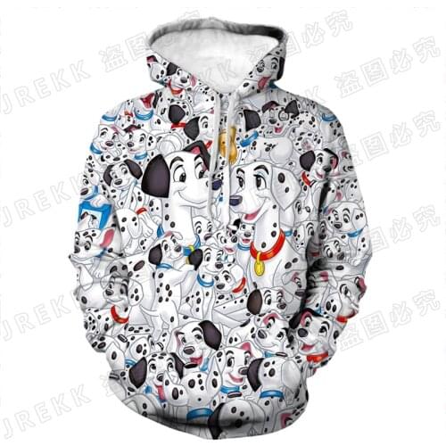 Cartoon Anime 101 Dalmatians 3D Hoodies Men Women Children Fashion Dog Print Sweatshirts Clothes Boy Girl Kids Long Sleeve Coat