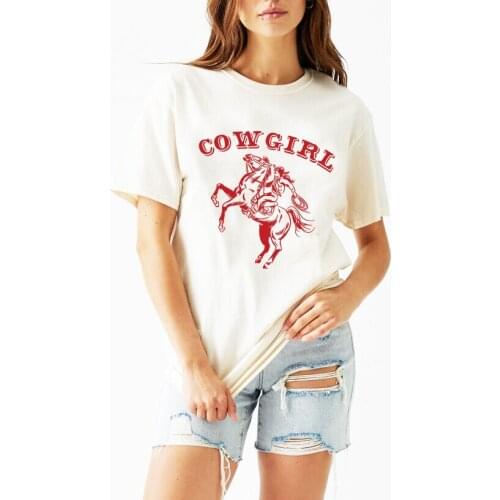 CowGirl Plus Size Tshirt Women Summer Vintage Print Lady Casual T-Shirt Tops Harajuku Streetwear Short Sleeve O-Neck Tees Tshirt