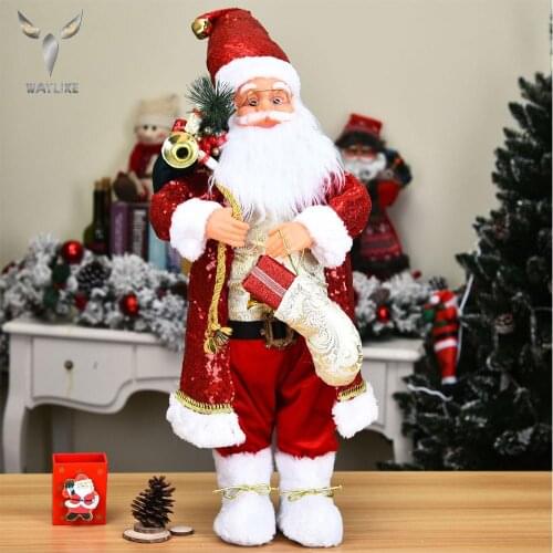 WAYLIKE 30/45/60cm Christmas Large Santa Claus Dolls Ornaments Standing Santa Figurine Doll Christmas Home Decoration Kids Gift