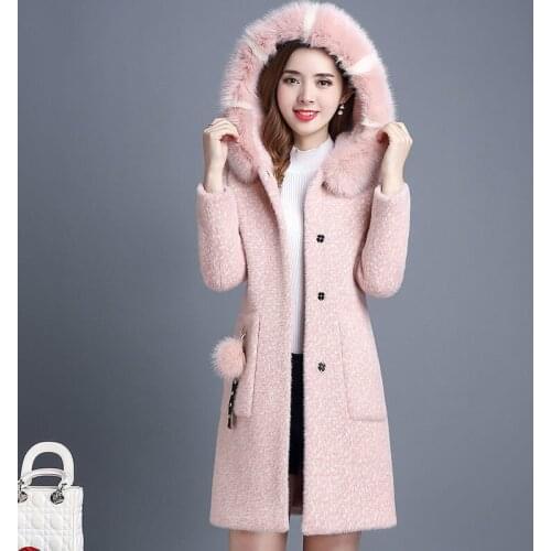 Imitation mink velvet Female Jacket Autumn Winter Women Woolen Coat Middle-aged Overcoat Woman Thicken Warm Wool Outwear R884