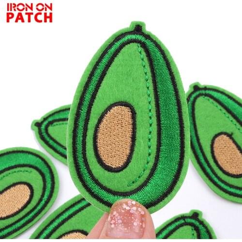 Avocado Patch Fruit Badge Iron On Embroidery Cartoon Patches Cheap Embroidered Sewing Patches For Clothes