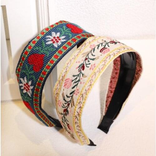 2020 New Women Ladies Hairband Bohemian Ethnic Print Embroidery Headband Headband Head Wrap Turban Hair Band Luxury Retro Boho