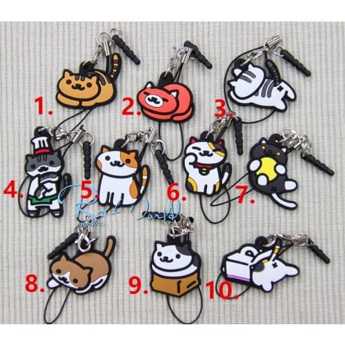 1pcs Game Keychain Anime Cartoon Nekono Kyuujitsu Neko Atsume Cute Lovely Cats Soft Rubber Keychain Portachiavi Pendant Collect