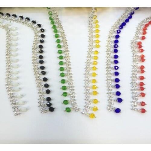 10Yards Crystal Rhinestone Trim Chain for DIY Handmade Waist Belt Jewelry Necklace Red Yellow Sapphire