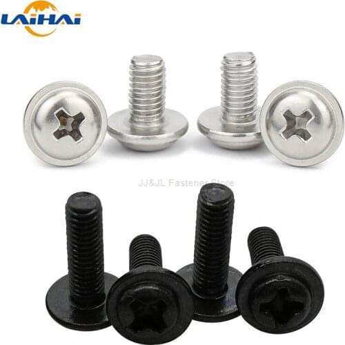 25pcs Cross Phillips Pan Head with Washer Screw M3*5mm for PC Case Motherboard CD DVD Rom Mount DIY Silver Black Computer D