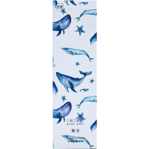 30pcs/box Cute Sea World Whale paper bookmark Kawaii bookmarks book holder Message Card DIY school supplies Party Invitation