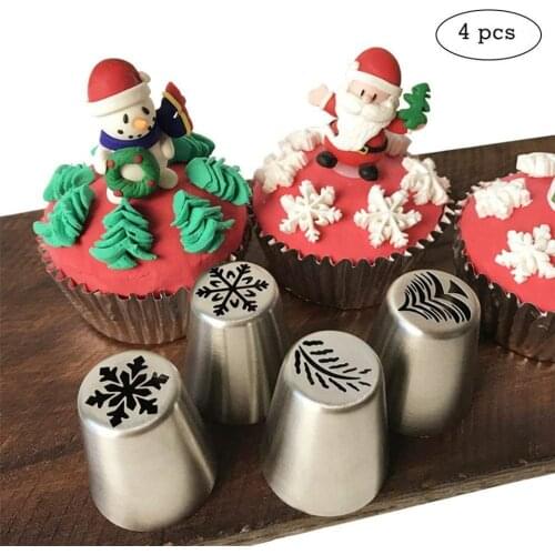 4pcs/lot Russian Tulip Icing Piping Nozzle Cake Decoration Cream Tips DIY Cake Bakeware Tool Cupcake Christmas Pastry Nozzles