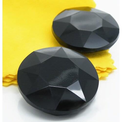 6pcs Button Button High-grade Round Multi-faceted Black Crystal Button Woolen Coat Trench Coat Coat Button