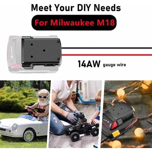 Battery Adapter for Milwaukee M18 XC18 18V Li-Ion Battery DIY Power Tool Battery Converter 14 Awg Wires Connector Conversion