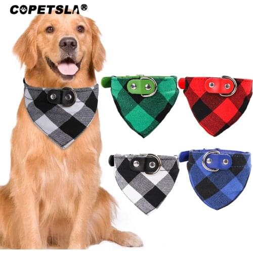 Copetsla Dog Bandanas Large Pet Scarf Pet Bandana For Dog Cotton Plaid Washable Bow ties Collar Cat Dog Scarf Dog Accessories