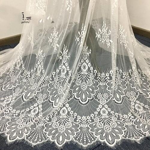 GLace 3M/Lot Beautiful Eyelash Lace Fabric Diy Exquisite Lace Embroidery Clothes Wedding Dress Accessories TX1019