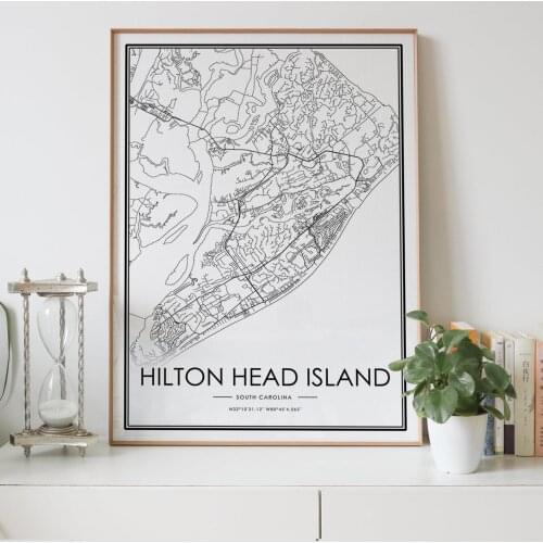 HILTON HEAD island South Carolina SC usa city map Nordic Living Room Decoration Canvas Poster Modern Home Art Print Painting