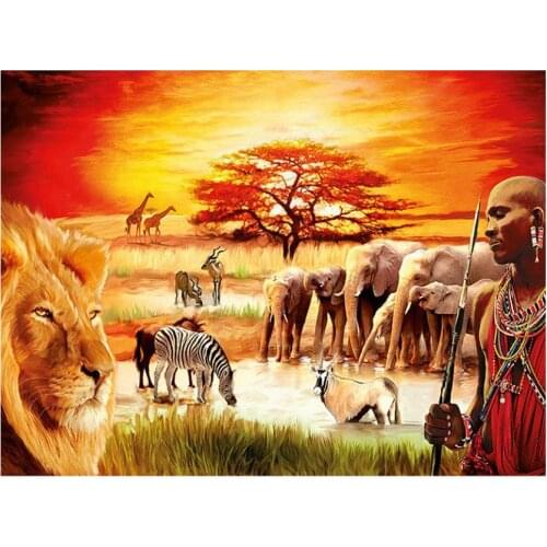 Lion diamond painting elephants family rhinestone embroidery animals mosaic sticker decor diamond tapestry posters wall papers