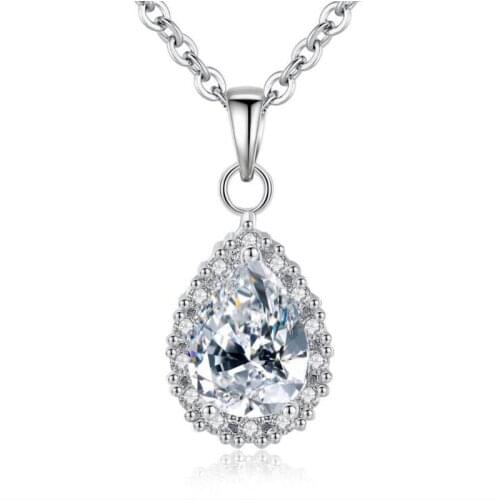 KOFSAC New Charm Silver 925 Necklace Luxury Crystal Classic Water Drop Pendant Necklaces for Women Valentines Day Jewelry Gifts