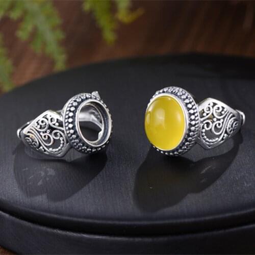 Ring Blank (8x10mm/10x12mm/10x14mm Oval Blank) Adjustable Thai Sterling Silver Ring Base Oval Cabochon Ring Setting R885B