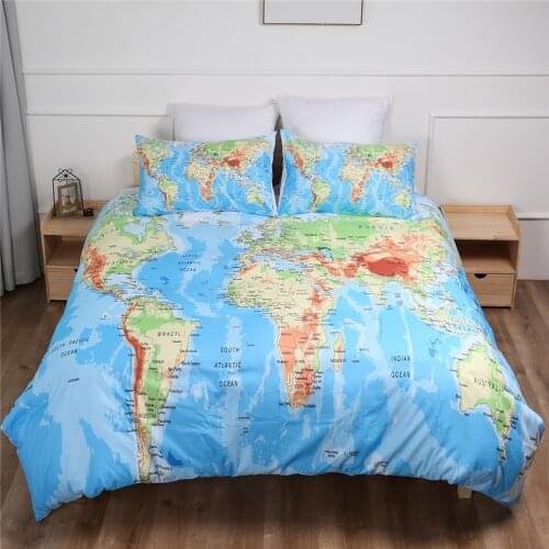World Map Duvet Cover Set Single Double Bedding Set Twin Full Queen King Size Bed Linen Nordic For Kid Boy Teen Adult Bedclothes