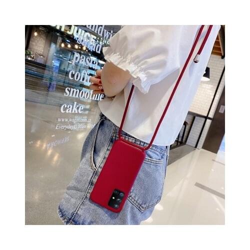 Crossbody Strap Chain Cord Case For Samsung A12 A51 A71 A21S A32 A41 S8 S9 S10 S20 S21 Plus Note 20 Ultra Lanyard Silicone Cover