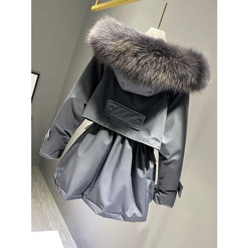 Fashion Hooded Faux Fur Collar Womens Clothing Big Pocket Down Jacket Female Winter Coat Woman Parkas Casacos Feminino ZJT46