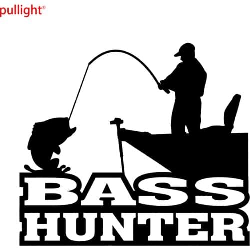 Fashion Personality BASS HUNTER FISHING Vinyl Die Cut Decal Sticker | Fish Boat Angler Hunt Bait Fin