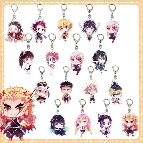 Fashion High Quality Demon Slayer: Kimetsu No Yaiba The Movie: Mugen Train Key Chains Cosplay Acrylic Keyring Gift For Friends