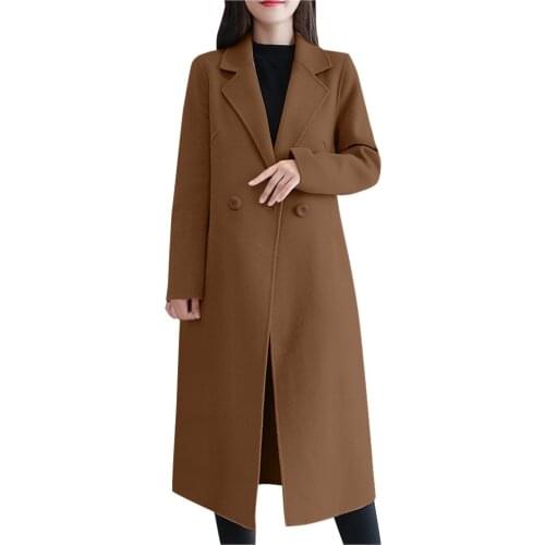 Muqgew Winter Coat Women 2020 Casual Wool Long Coat Jacket Women Button Coat Elegant Long Sleeve Work Office Fashion Jacket#g3