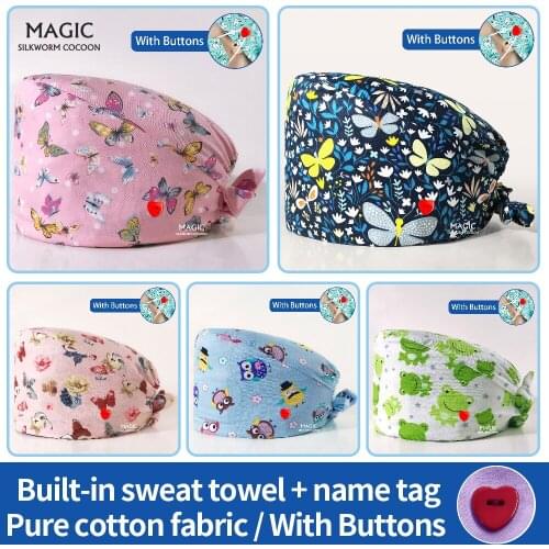 Man and woman Cotton Scrub nurse Caps Hospital nursing Hats Elastic Tieback Design and Pet clinic Medical Hat Surgical lab Caps